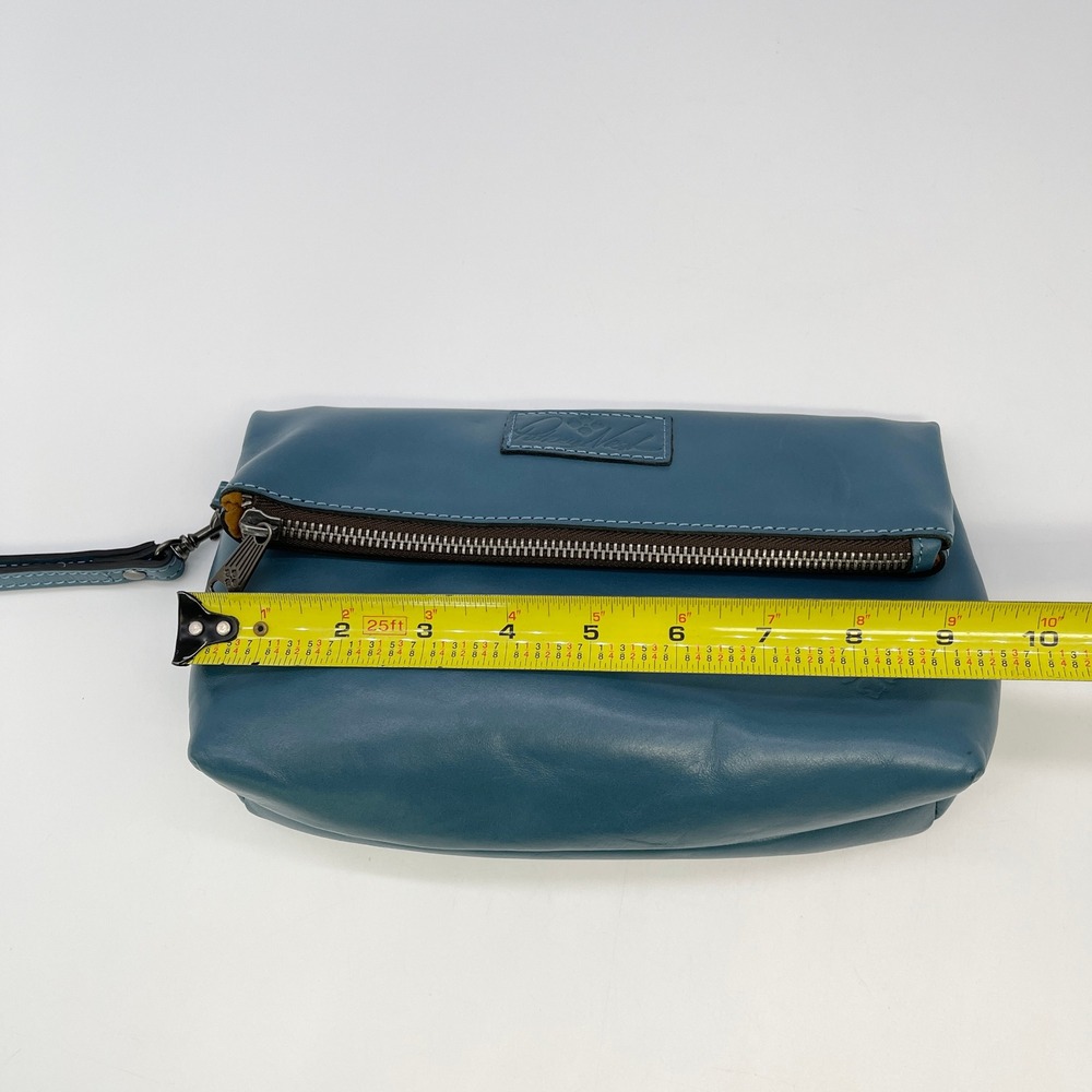 Patricia Nash Valerie Foldover Wristlet Clutch Blue Leather Minimalist Boho Chic - Picture 12 of 16